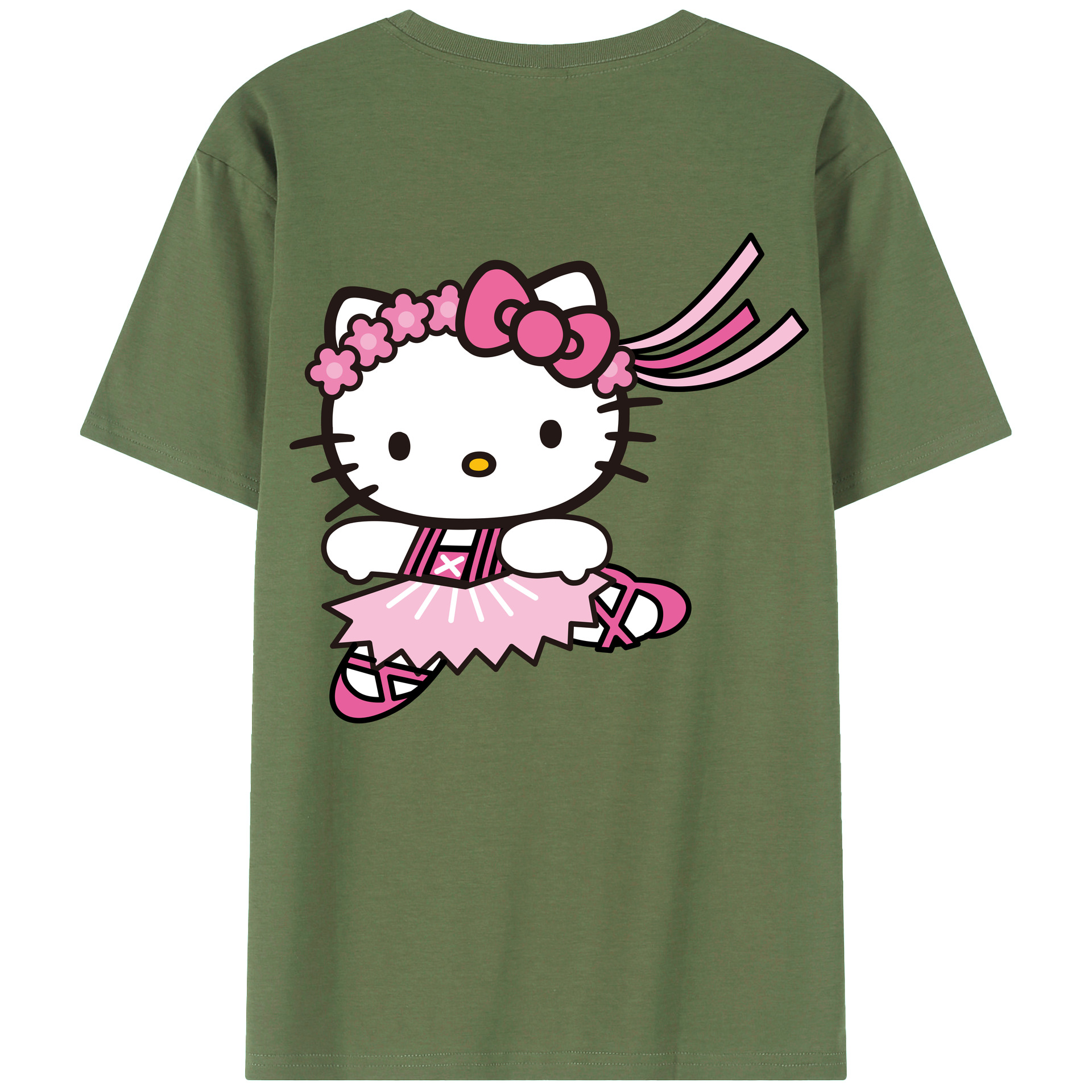 （画像用） Hello Kitty ハローキティ 綿100％ メンズ半袖Tシャツ（バックプリント） 通気性
